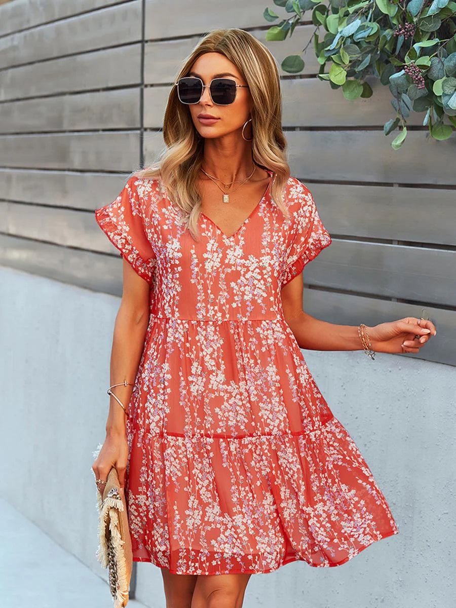PİYALE FLORAL ELBİSE