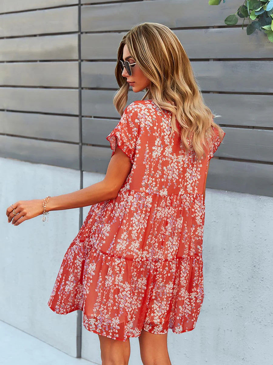 PİYALE FLORAL ELBİSE
