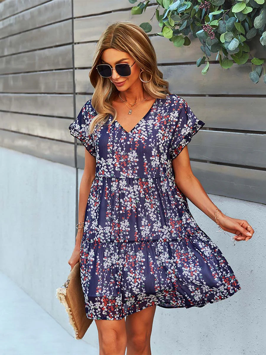 PİYALE FLORAL ELBİSE
