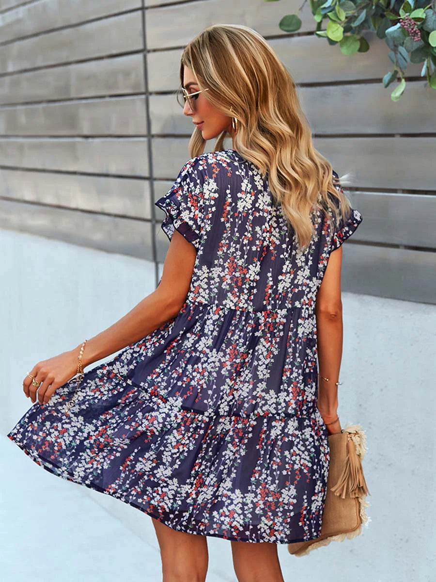 PİYALE FLORAL ELBİSE