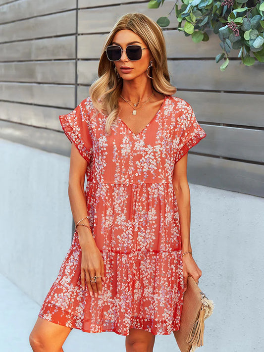 PİYALE FLORAL ELBİSE