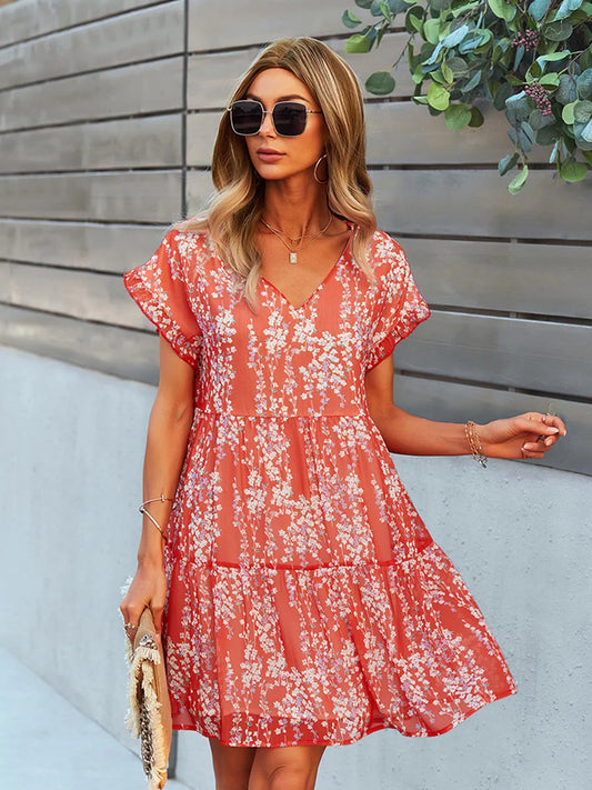 PİYALE FLORAL ELBİSE